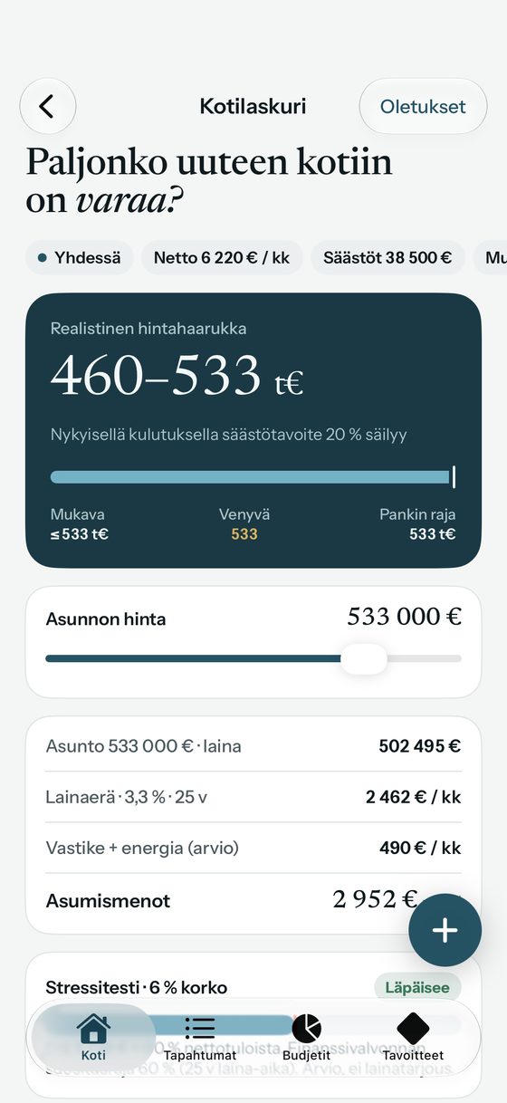 Kotilaskuri: paljonko uuteen kotiin on varaa